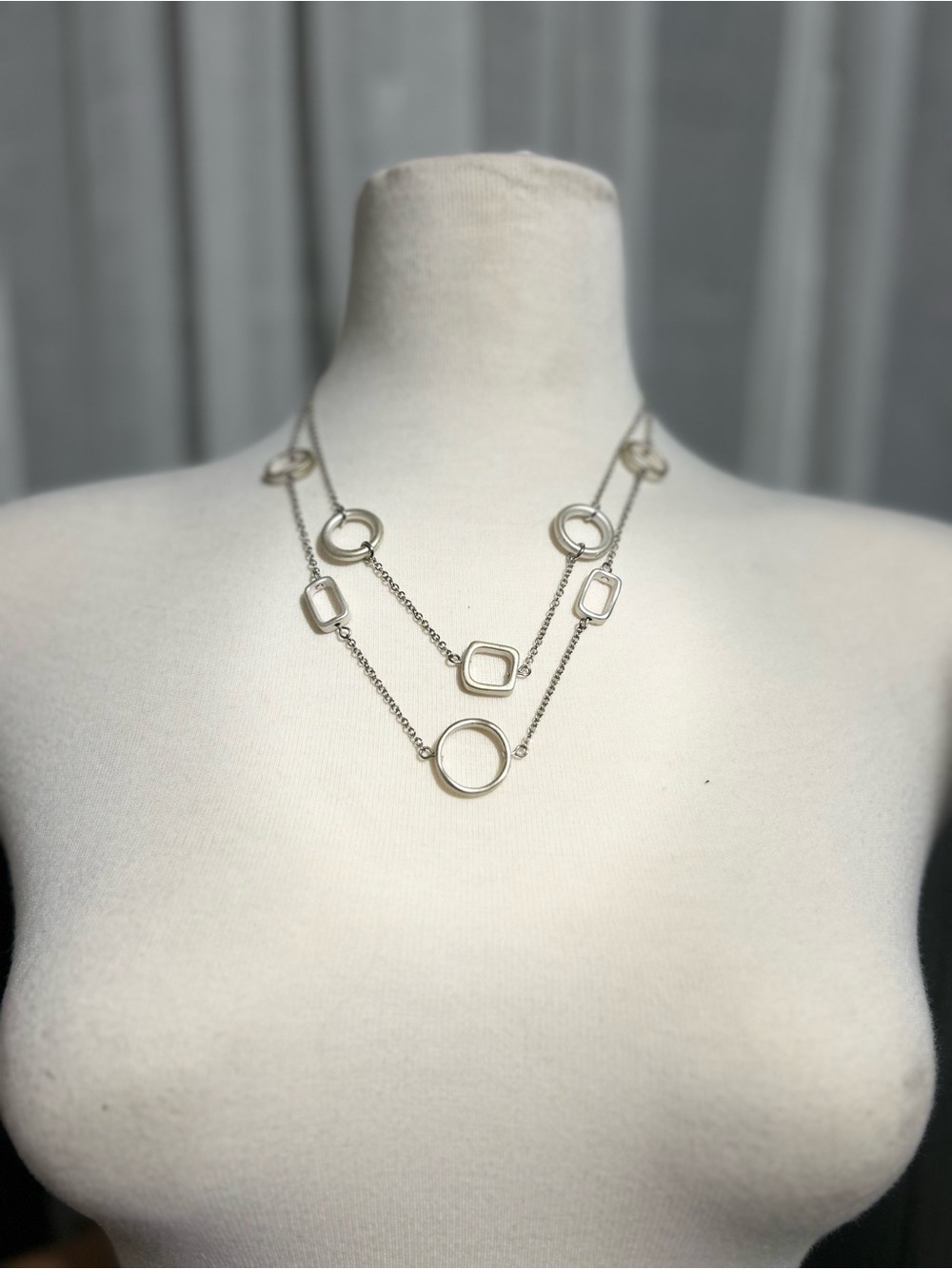 Vintage Silver Multi-Shape Layered Necklace - Women Jewelry